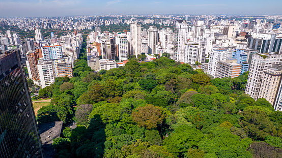 Aerial view of Avenida Paulista in São Paulo, SP. Main avenue of the capital.
