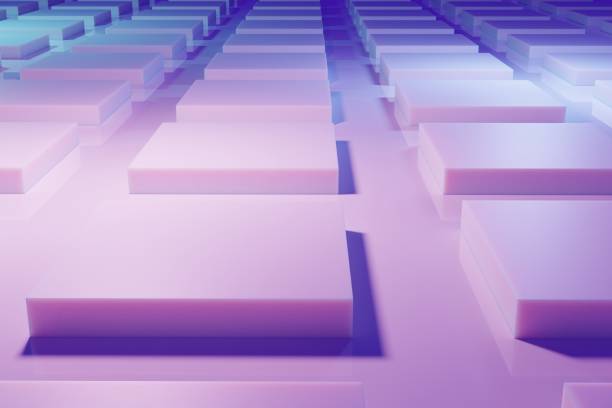 istock Geometric cubic pattern podium background with neon color and shadows 3d illustration 1388281870