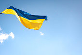 Support to Ukraine with national Ukrainian flag