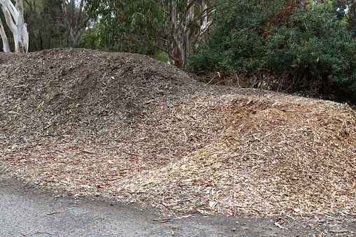 pile of wood chips in australian outdoors