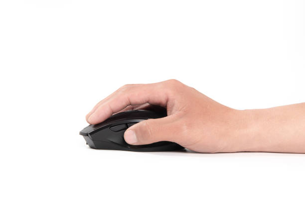 istock man hand with gaming mouse on whtie background 1388297343