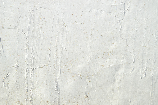 Plain white gray grunge blotched smudged plastered wall like horizontal backgrounds. Apt to use as wallpaper, background, post cards, letters, manuscripts, historical ancient backdrops. There are lines of water trickling down and mud spots.