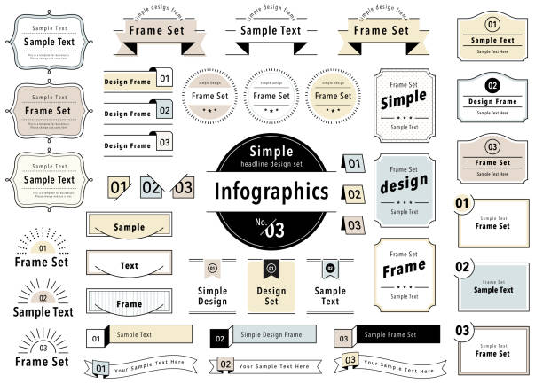 インフォグラフィック,シンプルなヘッドラインフレームデザインセット - construction frame illustrations点のイラスト素材／クリップアート素材／マンガ素材／アイコン素材