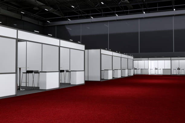 istock Exhibition stand for mockup and Corporate identity,Display design.Empty booth Design.Retail booth elements in Exhibition hall.booth Design trade show.Blank Booth system of Graphic Resources.3d Background for online Event,conference,live.3d render. 1388300075