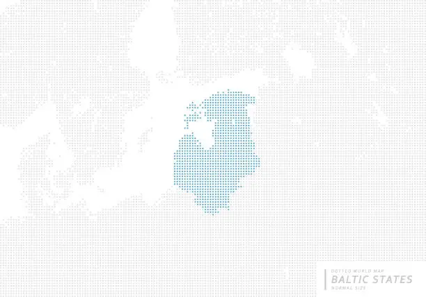 Vector illustration of A blue dot map centered on Baltic States.