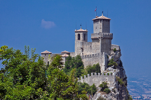 Rocca Sinibalda, Lazio Italy - August 23, 2021  Medieval hilltop village and castle.