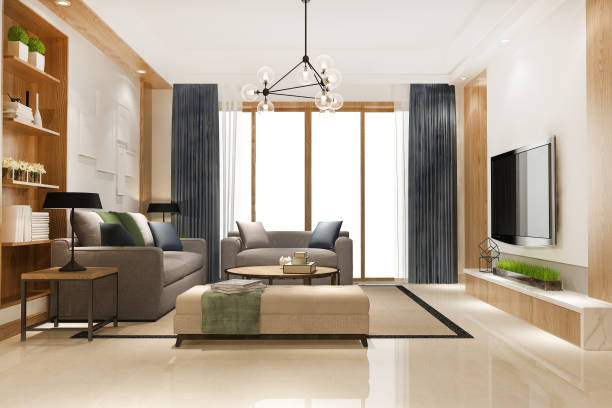 istock 3d rendering loft scandinavian living room with working table and bookshelf 1388305948