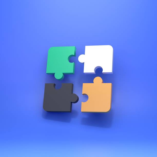 istock Puzzles on a blue background. The concept of teamwork. 3d render. 1388309074