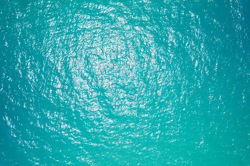 Nature background of Sea surface aerial view. Bird eye view photo of turquoise waves and water surface texture green sea background. Beautiful nature Amazing view sea background