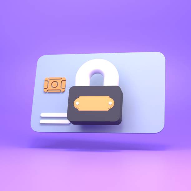 istock Credit card with lock 3d render Premium Photo 1388312039