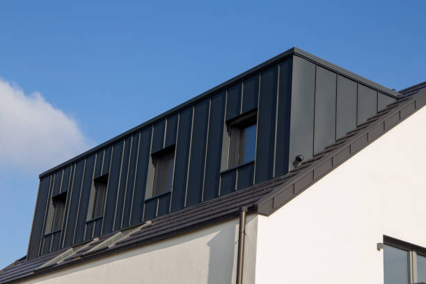 istock Newly tiled roof with large dormer with standing seam cladding 1388312362