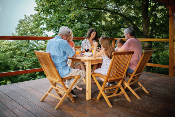 Family lunch. Family lunch. wooden porch stock pictures, royalty-free photos & images