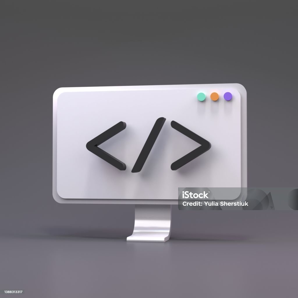 Code Part Symbol On Computer Screen Concept Of Coding And Programming ...