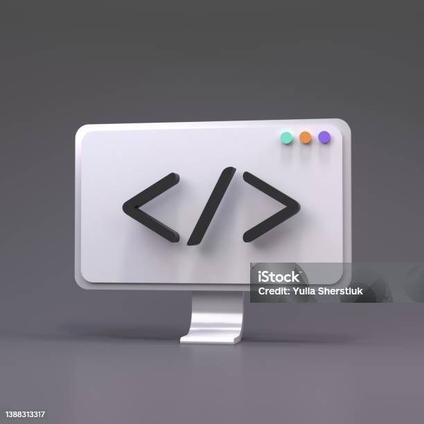 Code Part Symbol On Computer Screen Concept Of Coding And Programming ...