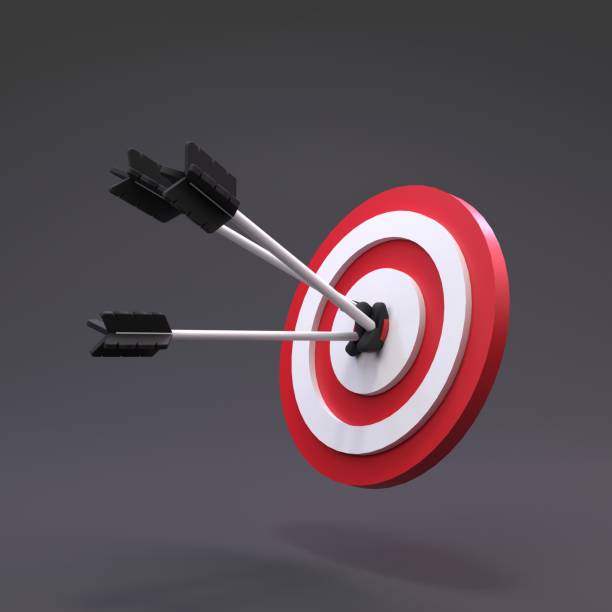 istock Red dart arrow hits target. 3d renderer illustration. 1388313358