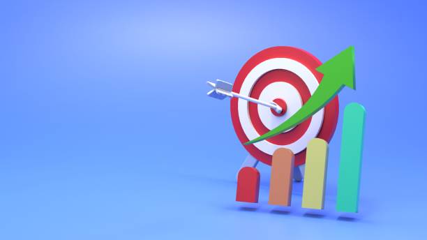 istock A target with an arrow in the center and a graph going to the top. 3D renderer 1388313379