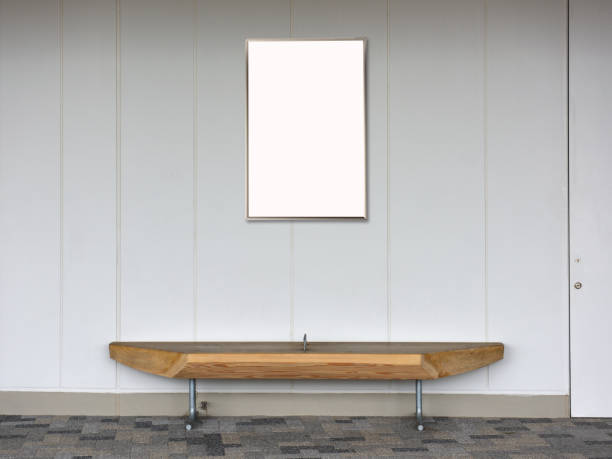 istock Blank bulletin boards over the empty wooden bench 1388314433