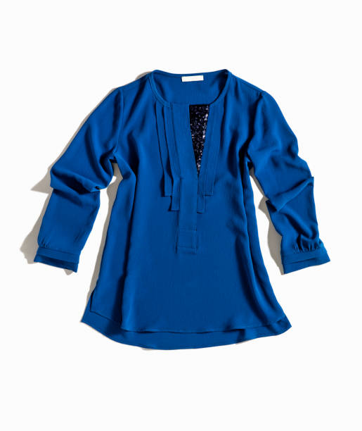 Fashionable blue blouse isolated on white background
