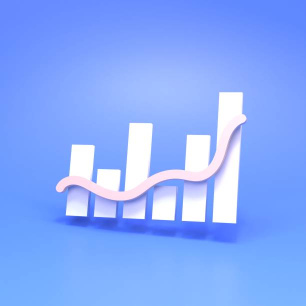 istock Histogram on a blue background. Business concept. 3D renderer 1388314714