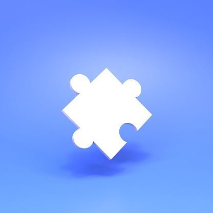 Puzzle on a blue background. 3D renderer