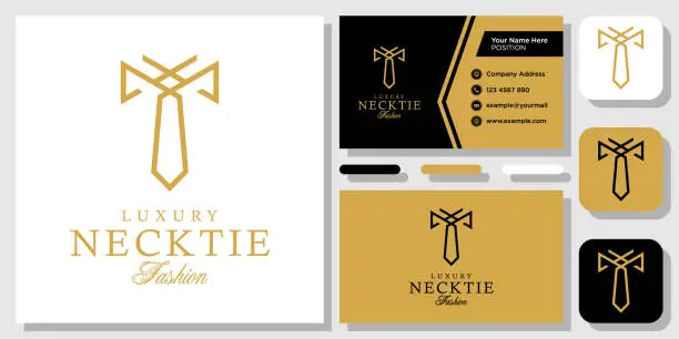 Vector illustration of Luxury Necktie Clothes Man Fashion Tuxedo Tie Tailor  design inspiration with Layout Template Business Card