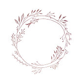 istock Hand Drawn Rose Gold Colored Flower Wreath. Floral Vector Design Element for Birthday, New Year, Christmas Card, Wedding Invitation, Marketing, Advertising and Presentation. 1388316963
