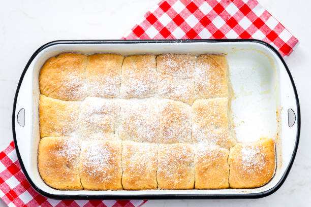 istock traditional Czech stuffed buns in baking tray 1388317808