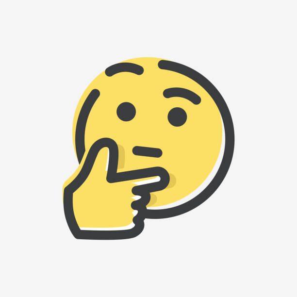 ilustrações de stock, clip art, desenhos animados e ícones de thinking face emoji flat vector icon - contemplation
