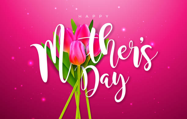 istock Happy Mother's Day Greeting Card Design with Spring Tulip Flower and Typography Letter on Pink Background. Vector Celebration Illustration Template for Banner, Flyer, Invitation, Brochure, Poster. 1388323102
