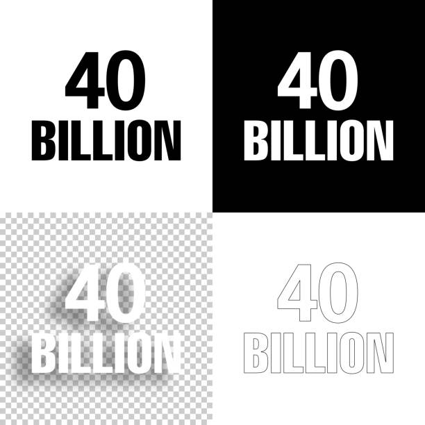 40 Billion. Icon for design. Blank, white and black backgrounds - Line icon Icon of "40 Billion" for your own design. Four icons with editable stroke included in the bundle: - One black icon on a white background. - One blank icon on a black background. - One white icon with shadow on a blank background (for easy change background or texture). - One line icon with only a thin black outline (in a line art style). The layers are named to facilitate your customization. Vector Illustration (EPS10, well layered and grouped). Easy to edit, manipulate, resize or colorize. Vector and Jpeg file of different sizes. billions quantity stock illustrations