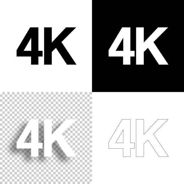 4K, 4000 - Four thousand. Icon for design. Blank, white and black backgrounds - Line icon Icon of "4K, 4000 - Four thousand" for your own design. Four icons with editable stroke included in the bundle: - One black icon on a white background. - One blank icon on a black background. - One white icon with shadow on a blank background (for easy change background or texture). - One line icon with only a thin black outline (in a line art style). The layers are named to facilitate your customization. Vector Illustration (EPS10, well layered and grouped). Easy to edit, manipulate, resize or colorize. Vector and Jpeg file of different sizes. black background hd stock illustrations
