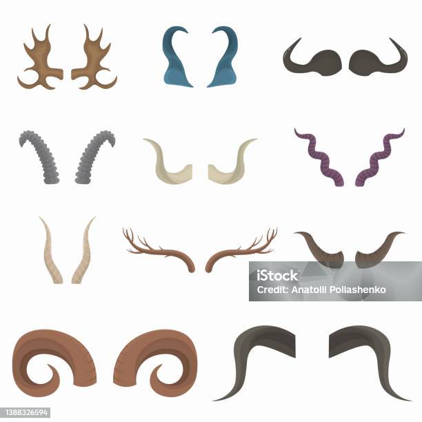 Demonic Activity Using Animal Set Of Horn Animals Or Devil Demon Satan Stock Illustration - Download ...