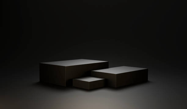 istock Empty winner Black podium pedestal product display stand background 3d rendering 1388326713