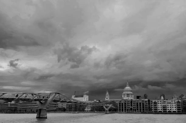 St Paul's Cathedral and Millennium bridge over the Thames in London