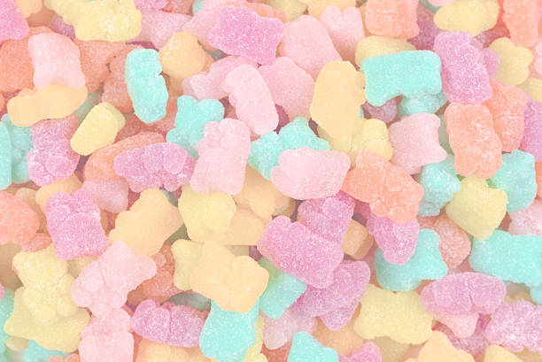 istock Jelly sweats bears background. Top view. 1388332144