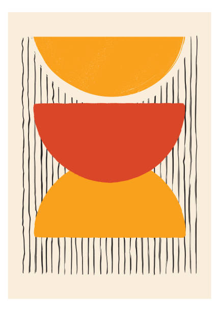 istock Minimalist 20s Bauhaus Style Abstract Compositions. Hand Painted Mid-Century Geometrical Wall Decoration 1388332261