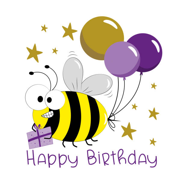 26 Bee With Birthday Cake Illustrations & Clip Art - iStock
