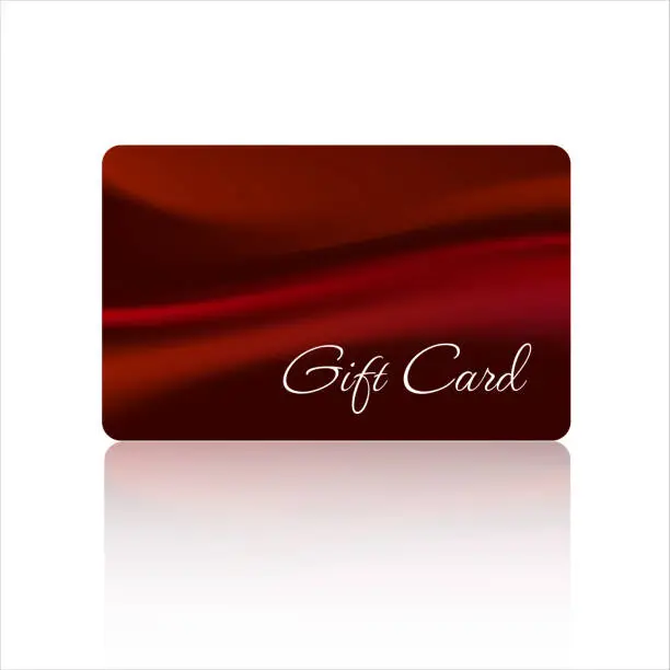 Vector illustration of Gift card with beautiful design on red background. Gift card template for voucher coupon, shopping card