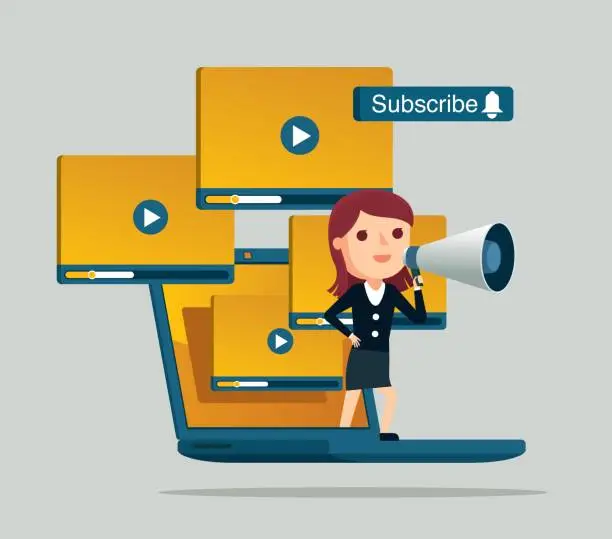 Vector illustration of Video Subscription - Businesswoman