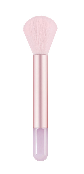 Pale pink colored make-up brush isolated on white, cut out, studio shot