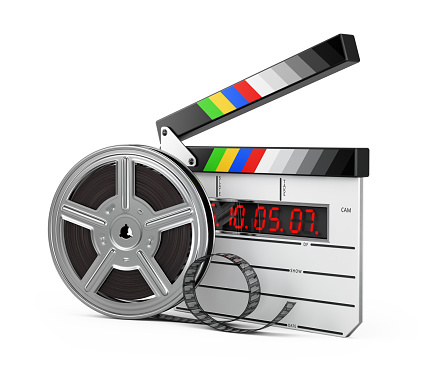 Film and Clapper board - video icon -3d rendering