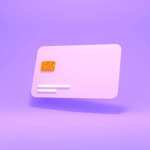 istock Simple bank card in 3d rendering on a purple background. 3d render illustration. 1388337800