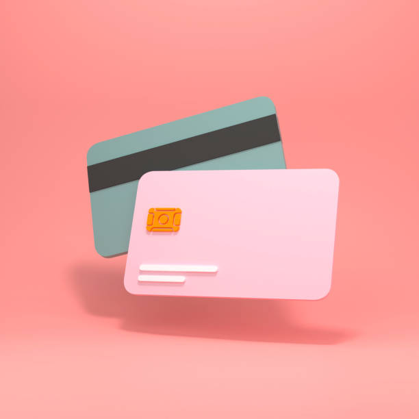 istock Simple bank cards in 3d rendering on a pinc background. 3d render illustration. 1388337825