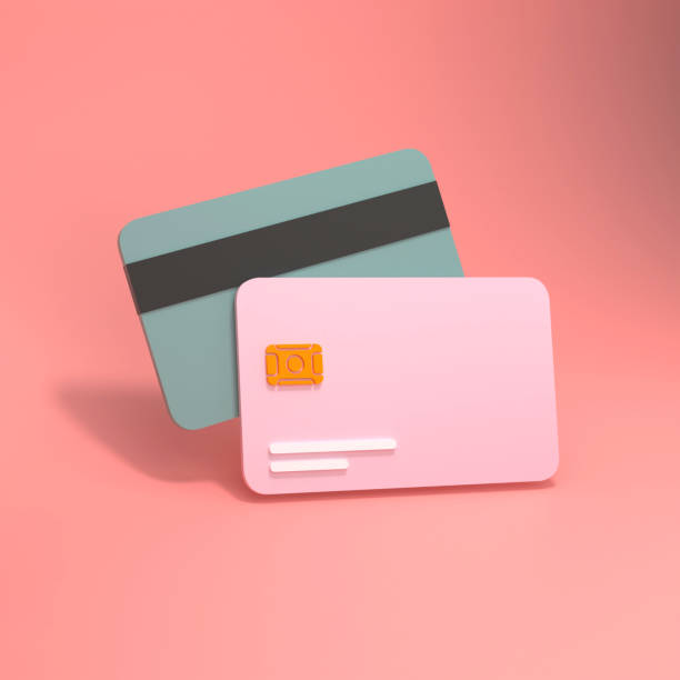 istock Simple bank cards in 3d rendering on a pinc background. 3d render illustration. 1388337844