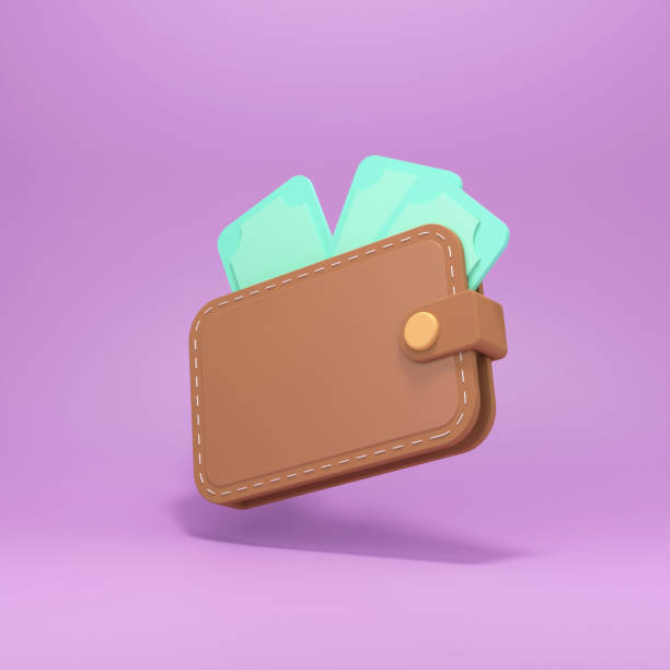 istock Brown wallet with banknotes. Financial transactions concept. 3d render illustration. 1388339866