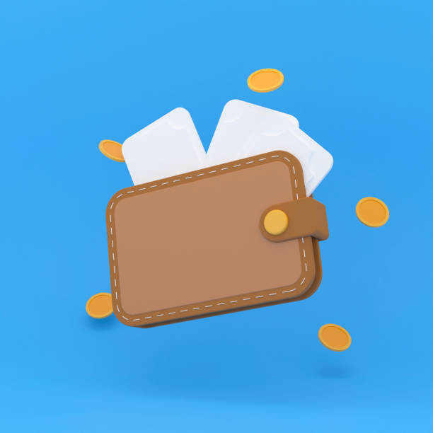 istock Brown wallet with banknotes. Financial transactions concept. 3d render illustration. 1388339963
