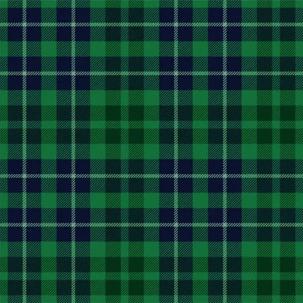 Vector illustration of Green and blue Scottish Tartan Plaid Pattern Fabric Swatch