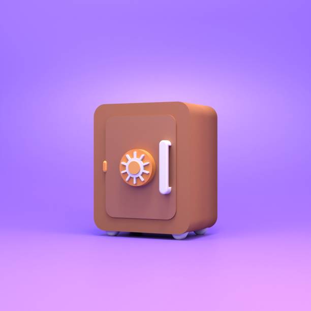 istock Safe on a purple background. Finance saving concept. 3d render illustration 1388341278