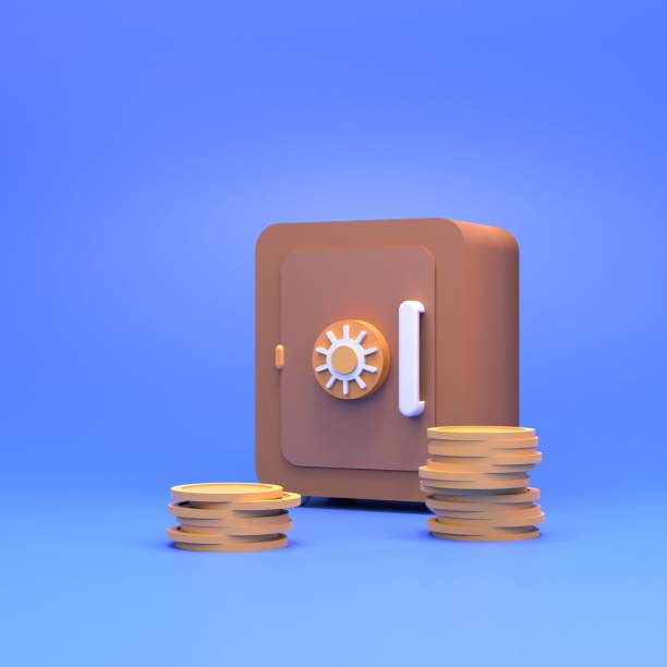 istock Safe with gold coins around. Finance saving concept. 3d render illustration 1388341280