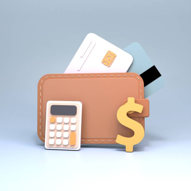istock Calculator, dollar and wallet. Income accounting concept. 3d render. 1388341420